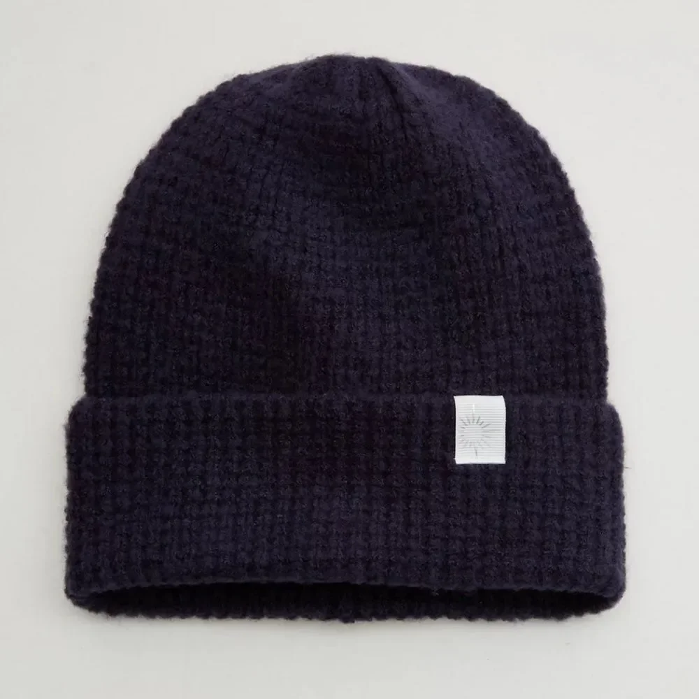 OFFLINE Navy Blue Waffle Knit Beanie Hat